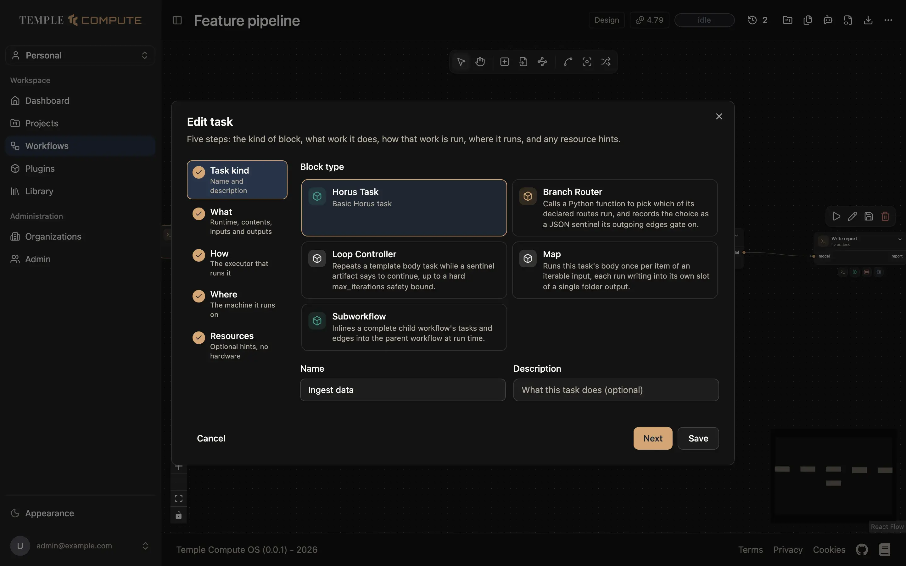 The task editor