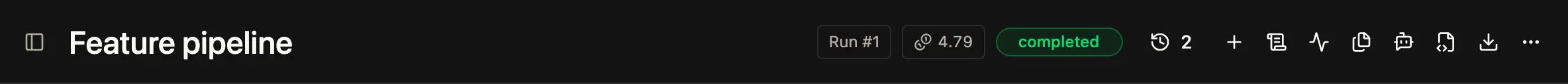 The workflow header while a run is shown